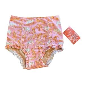Kortni Jeane All Ruffled Up Swim Bottoms in Pink Safari NWT
